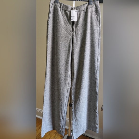 H&M L.O.G.G Size 8 Wide Leg Grey Wool Pants - Picture 5 of 7